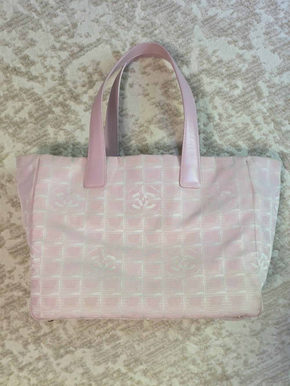 CHANEL Pink Nylon CC Logo Travel Line Tote Bag